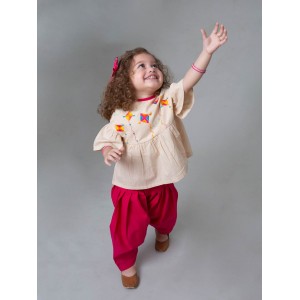 Top Set Phulkari Kite - Beige