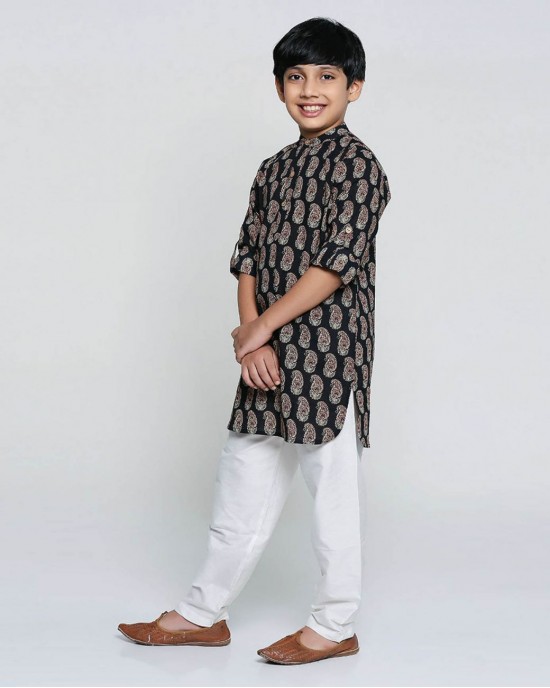 Midnight Paisley Mylo Block Print Kurta Set