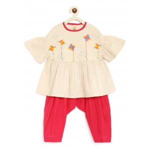 Top Set Phulkari Kite - Beige