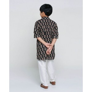 Midnight Paisley Mylo Block Print Kurta Set