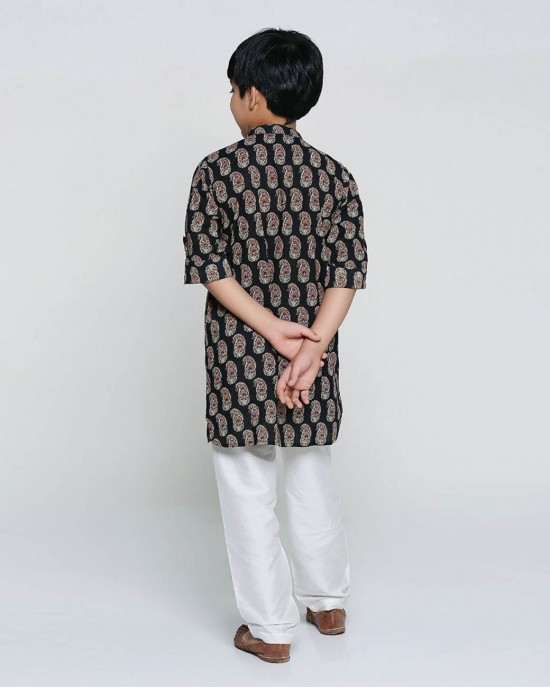Midnight Paisley Mylo Block Print Kurta Set