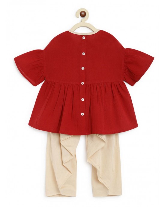 Top Set Phulkari Kite - Maroon