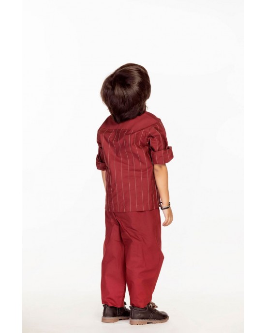 Embroidered Collar Shirt Co-Ord