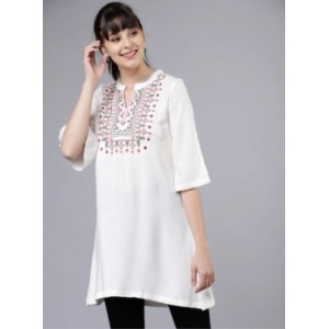 Women Off-white Embroidered Tunic