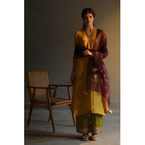 Women Mustard Yellow Embroidered Tunic